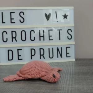 Les Crochets de Prune -tortue à aiguilles rose corail 1