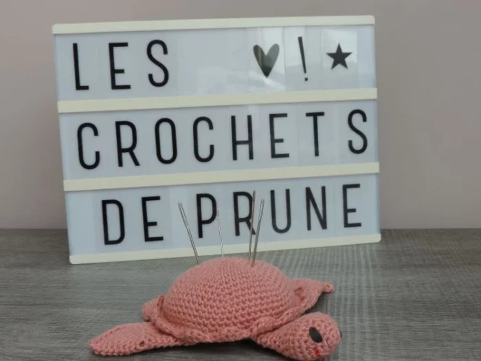 Les Crochets de Prune -tortue à aiguilles rose corail 2