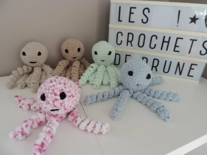 Les Crochets de Prune - Pieuvre de naissance acrylique