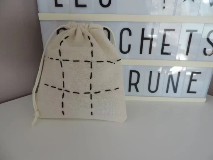 Les Crochets de Prune - Tic tac toe sac en toile