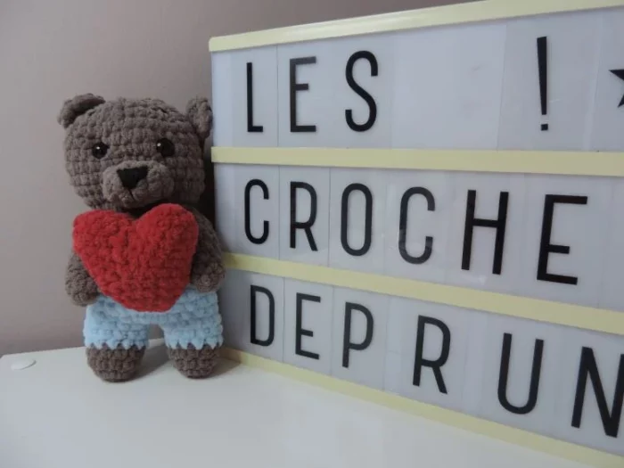 Doudou ourson coeur – Image 2