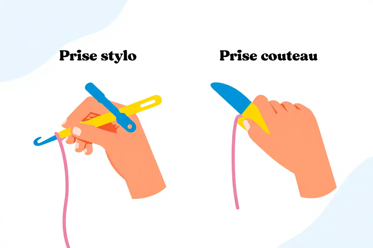 Positions de prise du crochet