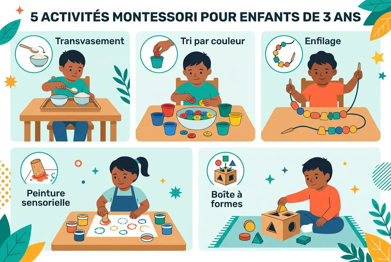 Cinq activités Montessori pratiques pour enfant de 3 ans