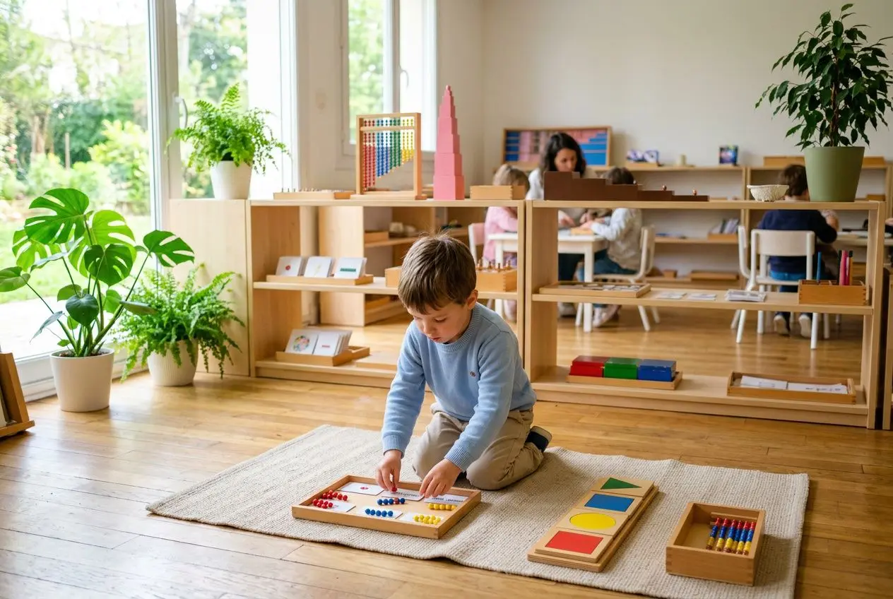 Salle de classe Montessori avec environnement préparé