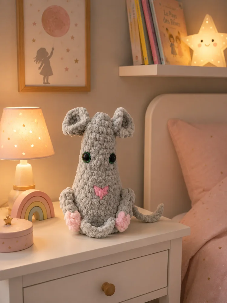 Souris à dent de lait, sur chevet de chambre d'enfant