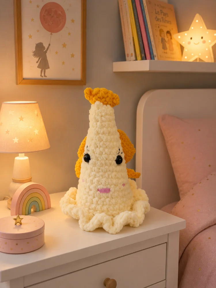 Fée des dents, couleur jaune, sur chevet de chambre d'enfant